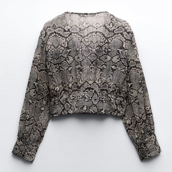ZARA GRAY SNAKESKIN PRINT BLOUSE - Picture 9 of 13